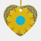 Cyaan en goud Mandala Art Print Keramisch Ornament (Voorkant)