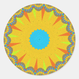 Cyaan en goud Mandala Art Print Ronde Sticker