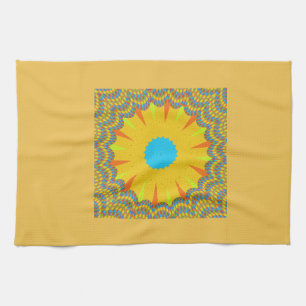 Cyaan en goud Mandala Art Print Theedoek