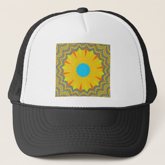 Cyaan en goud Mandala Art Print Trucker Pet (Voorkant)