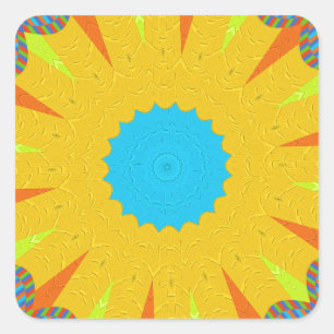 Cyaan en goud Mandala Art Print Vierkante Sticker