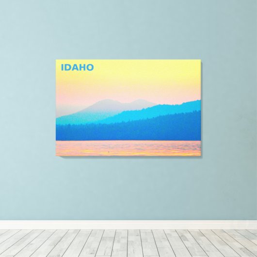 Cyaan en Salmon Sunset Canvas Afdruk (Insitu (Houten vloer))