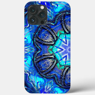 Cyaan en zeer blauwe kaleidoscoop van gelaste verf iPhone 13 pro max hoesje