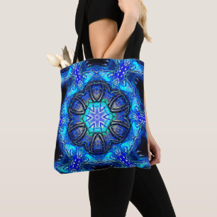 Cyaan en zeer blauwe kaleidoscoop van gelaste verf draagtas