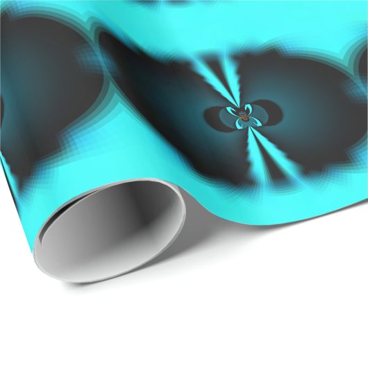 Cyaan en zwart Abstracte kunst print Cadeaupapier (Rol Hoek)