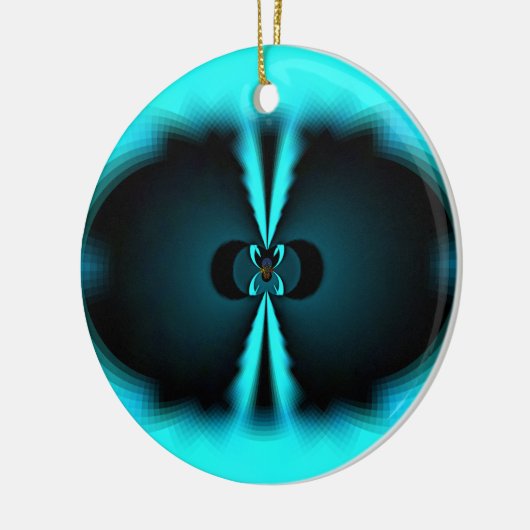 Cyaan en zwart Abstracte kunst print Keramisch Ornament (Links)