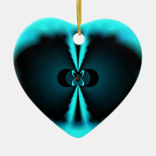 Cyaan en zwart Abstracte kunst print Keramisch Ornament
