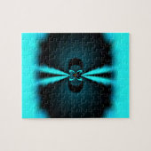 Cyaan en zwart Abstracte kunst print Legpuzzel (Horizontaal)