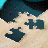 Cyaan en zwart Abstracte kunst print Legpuzzel (Zijkant)