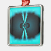 Cyaan en zwart Abstracte kunst print Metalen Ornament (Links)