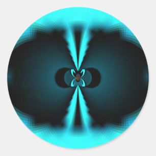 Cyaan en zwart Abstracte kunst print Ronde Sticker