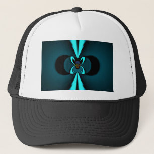 Cyaan en zwart Abstracte kunst print Trucker Pet