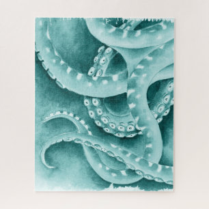 Cyaan groene tentakels monochroom legpuzzel