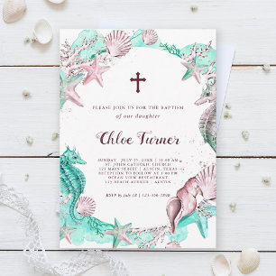 Cyaan & Lavendel Onder het Zee Doop Kaart