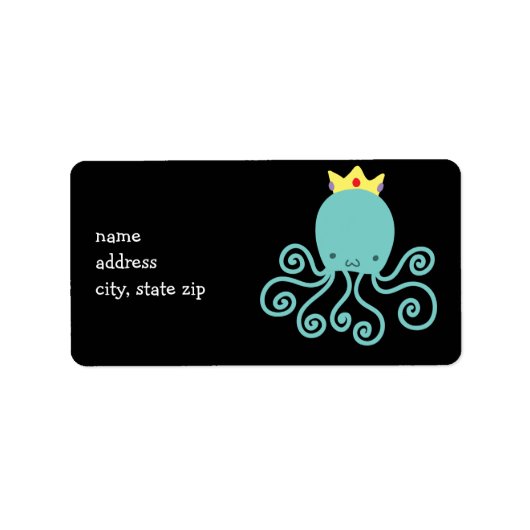 Cyaan Octopus Princess Etiket (Voorkant)