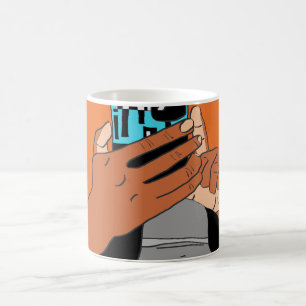 Cyaan Oranje Black, van moeders Mobile Hands Koffiemok