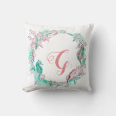 Cyaan & Roze Pastel Onder het Zee Monogram Kussen (Voorkant)