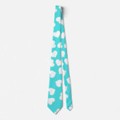 Cyaan Stropdas Witte Harten (Voorkant)