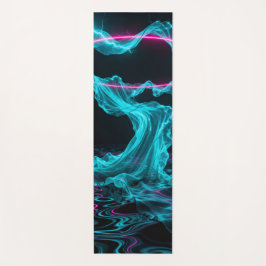 Cyaan vellen en magenta bogen draaien en vouwen yogamat