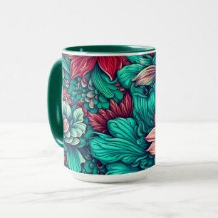 Cyaanbloemen Surrealistische Bloesems  Mok