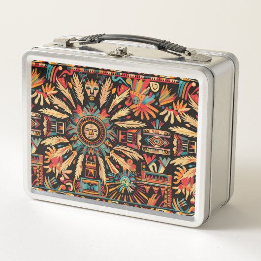 Cyan "Aztec Dream" Eco-Friendly Lunchbox inoxydabl (Devant)