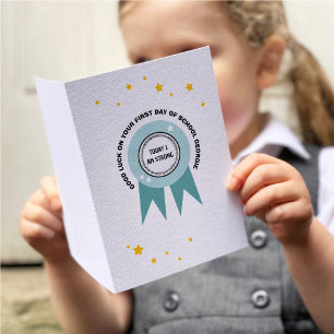 Cyan Badge Vandaag ben ik sterk terug naar school  Kaart
