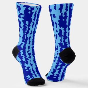 Cyan Blauwe Onregelmatige Abstracte Ontwerp Sokken
