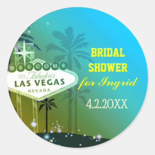 Cyan Blue Las Vegas Vrijgezellenfeest Ronde Sticker