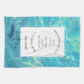 Cyan Blue Marbre Christian Hymn Serviette de cuisi (Horizontal)