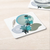 Cyan Boho Vierkante Kartonnen Onderzetter (Schuin)