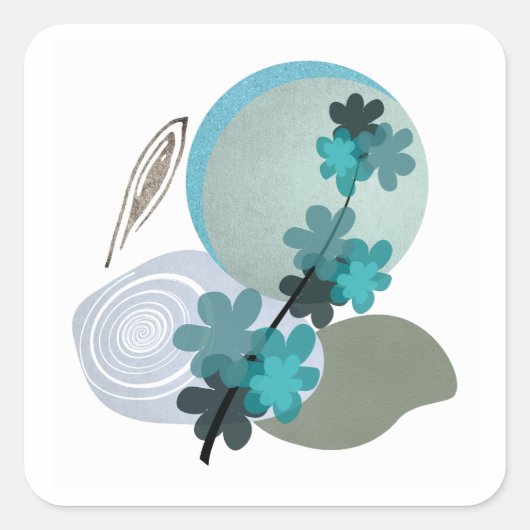 Cyan Boho Vierkante Sticker (Voorkant)