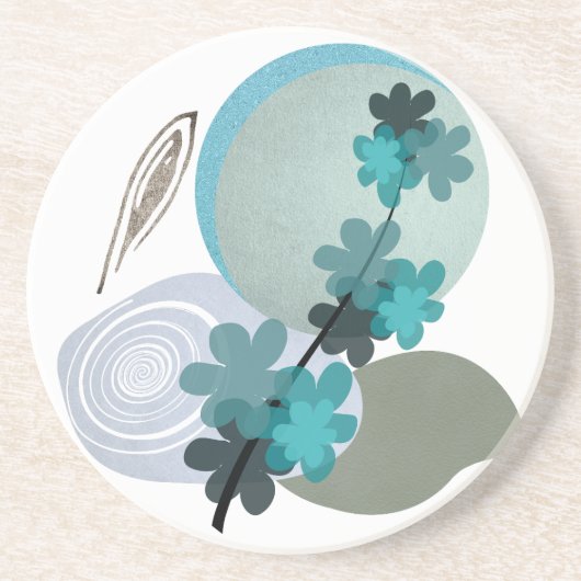 Cyan Boho Zandsteen Onderzetter (Voorkant)