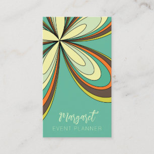 Cyan Daisy Event Planner Groovy 70s Hippie Flower Visitekaartje