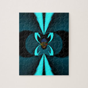 Cyan en Zwarte Abstracte Kunstprint Legpuzzel