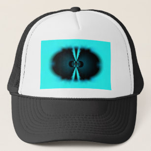 Cyan en Zwarte Abstracte Kunstprint Trucker Pet