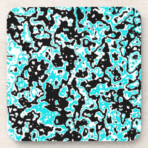 Cyan en Zwarte Krullen Bier Onderzetter
