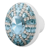 Cyan Faux Edelstenen Orb Keramische Knop (Rechts)