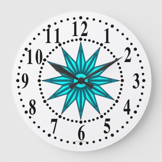 Cyan Guideur Étoile Horloge murale (Recto)
