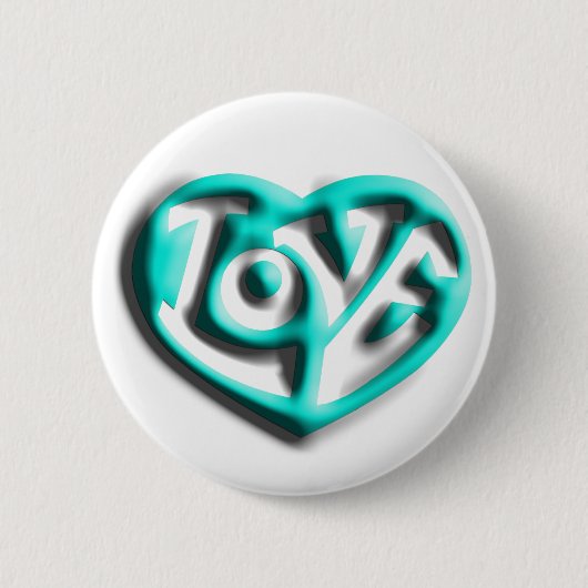 Cyan Hippie Love Heart Ronde Button 5,7 Cm (Voorkant)