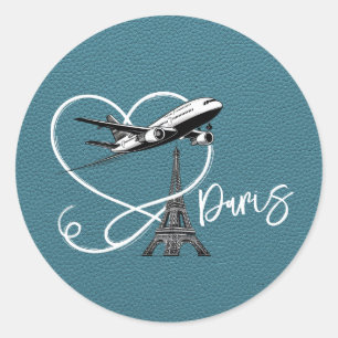 Cyan Paris Paspoort  Ronde Sticker