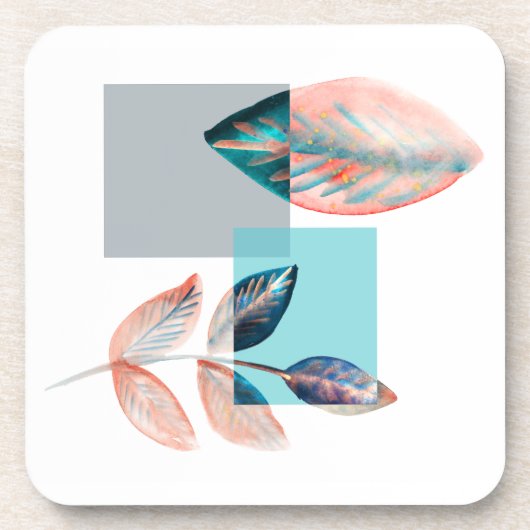 Cyan Red Leaf Bier Onderzetter (Voorkant)