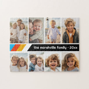 Cyan Retro Streep - 8 Foto Collage Legpuzzel