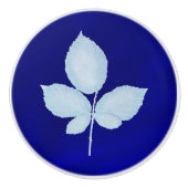 Cyano print bramble bladeren keramische knop (Voorkant)