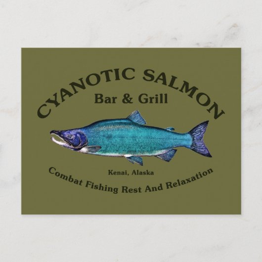 Cyanotic Salmon Bar en Grill Briefkaart (Voorkant)
