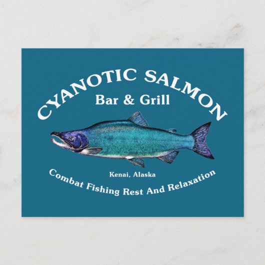 Cyanotic Salmon Bar en Grill Briefkaart (Voorkant)