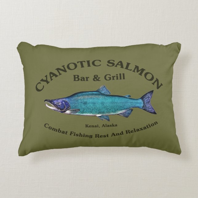 Cyanotic Salmon Bar en Grill Decoratief Kussen (Voorkant)