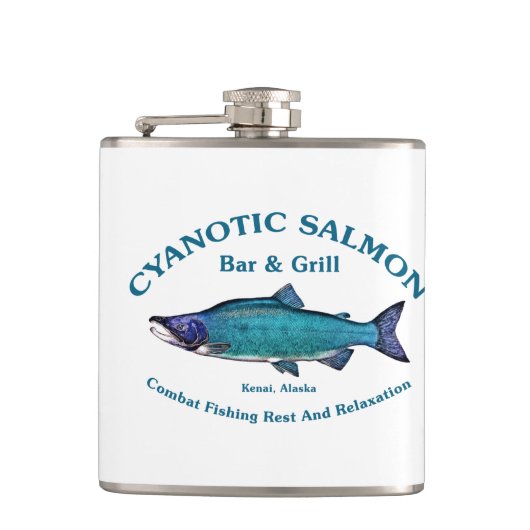 Cyanotic Salmon Bar en Grill Heupfles (Voorkant)