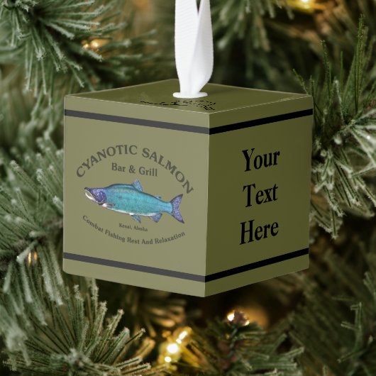 Cyanotic Salmon Bar en Grill Kubus Ornament (Boom)