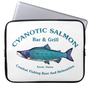 Cyanotic Salmon Bar en Grill Laptop Sleeve