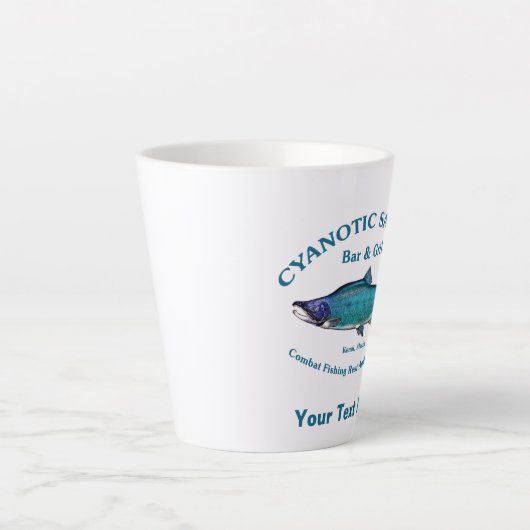 Cyanotic Salmon Bar en Grill Latte Mok (Voorkant)